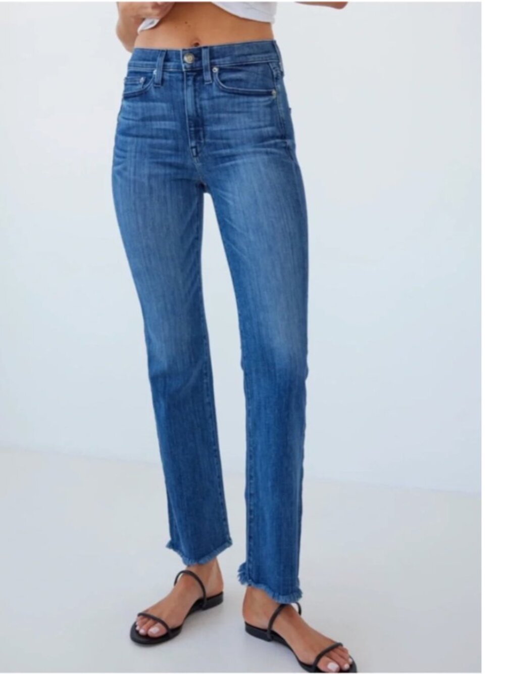 AYR The Pop Straight Leg Ankle Length Jeans Medium Wash Mid Rise Size 26